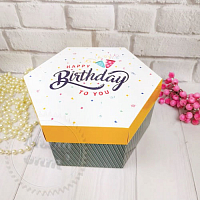 Коробка шестигранная Happy birthday
