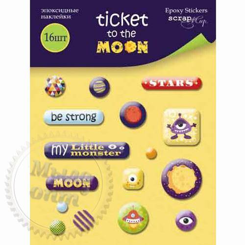 Набор эпоксидных наклеек 16шт Ticket to the Moon сырье для косметики Набор эпоксидных наклеек 16шт Ticket to the Moon артикул VG17091129