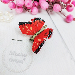 Купить Маленькая бабочка монарх 4,5см на прищепке, красный в Украине