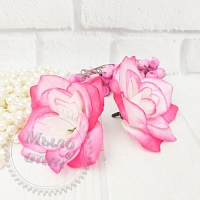 Головка садовой розы 8 см, ярко розовый с белым
