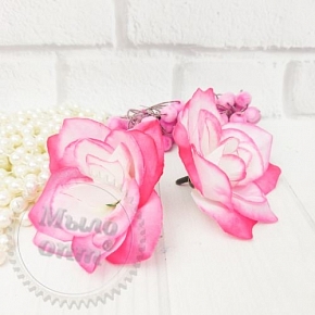 Купить Головка садовой розы 8 см, ярко розовый с белым в Украине