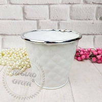 Bucket pots white with rhombuses small