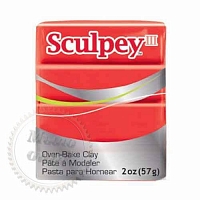 Sculpey III (США, Полиформ), 56 г, яркий красный 583