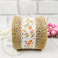 Burlap ribbon with ribbon rosette Orange 2 yards