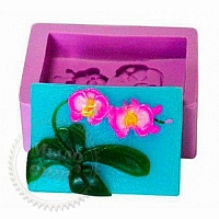 Orchid shape on a branch with leaves 3D