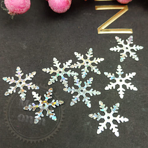 Купить Пайетки снежинки мелкие 17мм, серебро голограмма, 2г в Украине