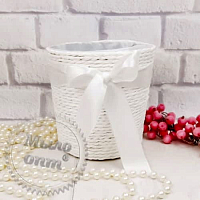 Wicker planter White Ø13x13 cm