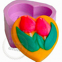 Форма 3D Два тюльпана в сердце