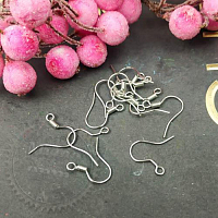 Hook-shaped earring, without ball, silver