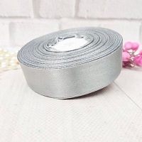 Satin ribbon 2.5 cm, silver, 1 m