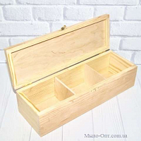 Wooden box with a lock, three sections