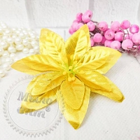 Poinsettia flower 10 cm brocade, gold