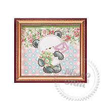 Set-magnet for embroidery with beads Teddy bear and daisies