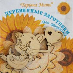 Купить Деревянные заготовки для декупажа. Валентинка - Котик с сердцем в Украине
