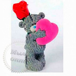 Купить Форма 3D Тедди с сердцем и розой №2 в Украине