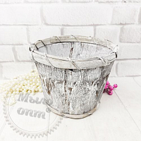 Round gray bark medium planter without handle