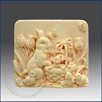 Silicone mold 3D Rabbit with chickens