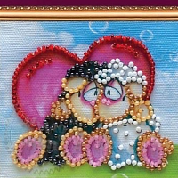 Set-magnet for embroidery with beads Loving sheep-2