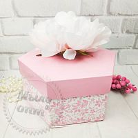 Купить Коробка Шестигранная Розовая с цветком в Украине