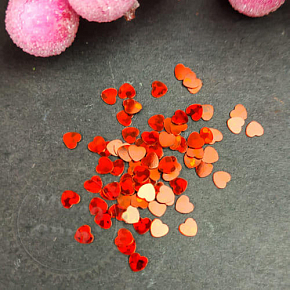 Купить Пайетки малюсенькие сердечки 3 мм, красный голограмма, 2 г в Украине
