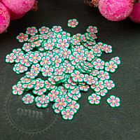 Fimo Pink flowers with green border cutting