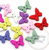 Set of wooden buttons, 10 pcs, 18x24mm, Butterflies