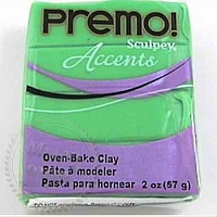 Sculpey Premo ПремоAccents (США, Полиформ), полупрозрачный зеленый, 56 г