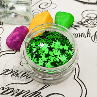 Star sequins, green, 50 gr