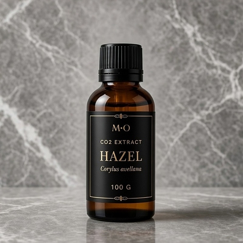 Hazel CO2 Extract 100 g — labeled amber bottle