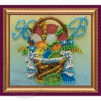 Set-magnet for embroidery with beads Easter basket-4