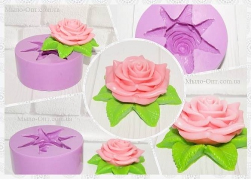 Silicone mold Rose with leaves, 3D, photos, reviews, use