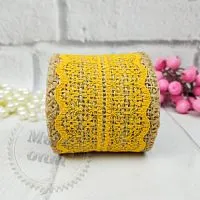 Burlap ribbon with lace Yellow 0.5 m, rating ⭐⭐⭐⭐⭐, 16.35 UAH – Milo Opt, worldwide delivery