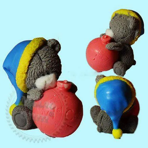 Силиконовая форма 3D Тедди с елочным шариком