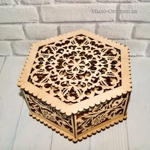 Шкатулка шестиугольная Узоры сырье для косметики Шкатулка шестиугольная Узоры артикул VG17102531