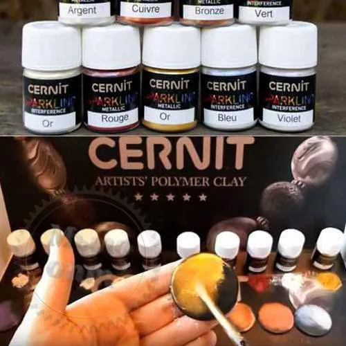 Полный набор из 10. Пудры с эффектом искрящийся металлик Cernit Цернит Sparkling Metallic