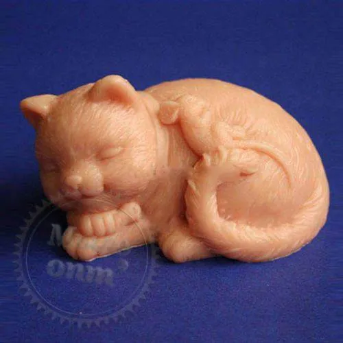 Silicone mold 3D Kitten with mouse, 181.64 UAH, rating ⭐⭐⭐⭐⭐ Milo Opt
