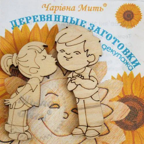 Wooden blanks for decoupage. Valentine card - Boy with girl, 14.00 UAH, rating ⭐⭐⭐⭐⭐ Milo Opt