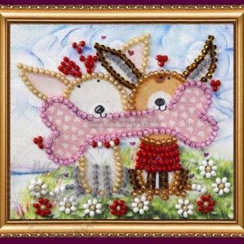 Kit-magnet for embroidery with beads Dogs with a bone, 75.00 UAH, rating ⭐⭐⭐⭐⭐ Milo Opt