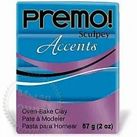 Sculpey Premo ПремоAccents (США, Полиформ), полупрозрачный голубой 5040, 56 г