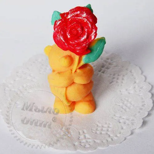 Силиконовая форма 3D Мишка с большой розой