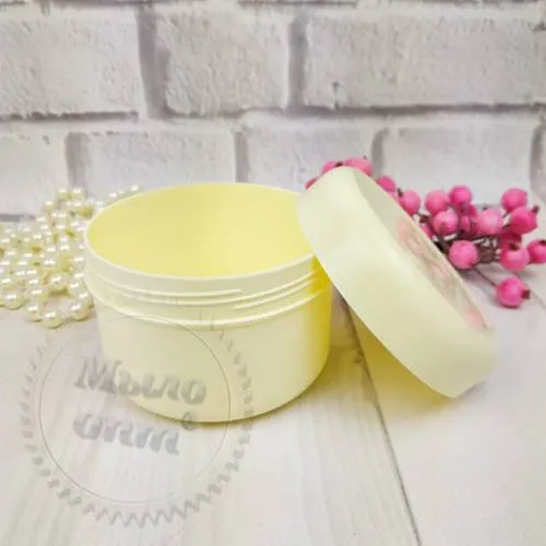 Cosmetic jar yellow 200 ml from 100 pcs Mylo Opt global supplier Cosmetic jar yellow 200 ml from 100 pcs cosmetic ingredient Mylo Opt