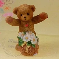 Silicone mold Teddy bear with a basket of daisies 3D cosmetic ingredient Mylo Opt