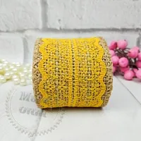 Burlap ribbon with lace Yellow 2 m cosmetic ingredient Mylo Opt