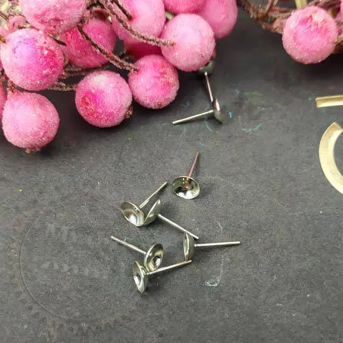 Серьга гвоздь для пластики, серебро 6 мм