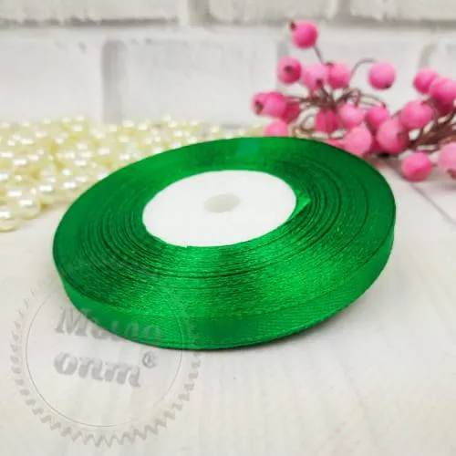 Green Satin ribbon, width 6 mm 100 m, 59.00 UAH, rating ⭐⭐⭐⭐⭐ Milo Opt